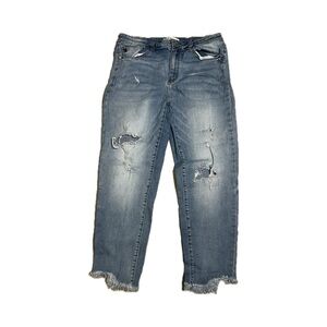 KanCan Blue Ankle Cropped Distressed Jeans